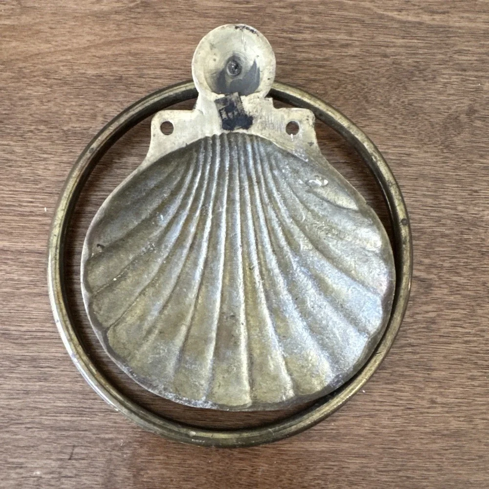 Vintage Brass Sea Shell Bathroom Accessories Toilet Paper, Hook & Towel Beach